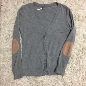 Basic Gray Cardigan with Elbow Pads